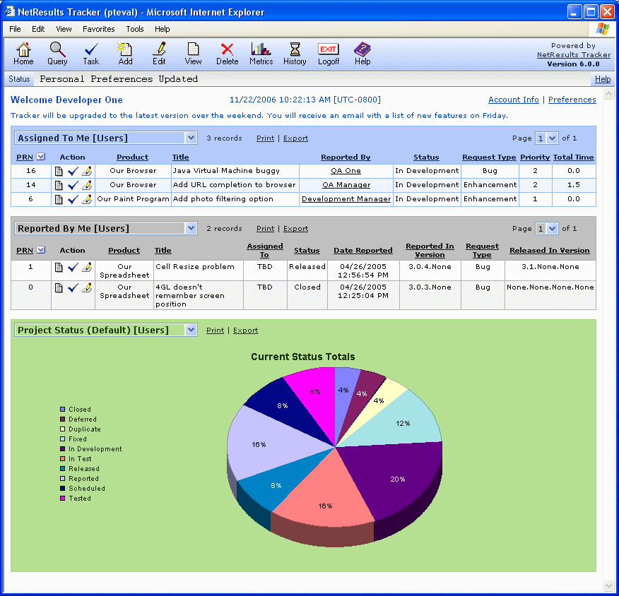 ProblemTracker Guided Tour: Bug Tracking, Issue Tracking, Change Management, Support and Help Desk